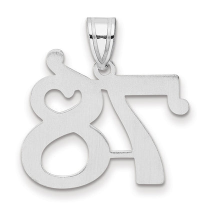 14K White Gold Polished Number 78 Pendant
