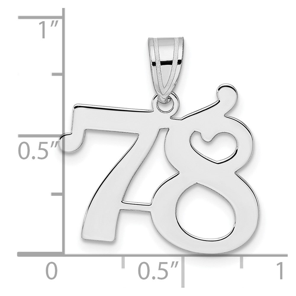 14K White Gold Polished Number 78 Pendant