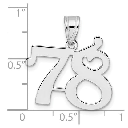 14K White Gold Polished Number 78 Pendant
