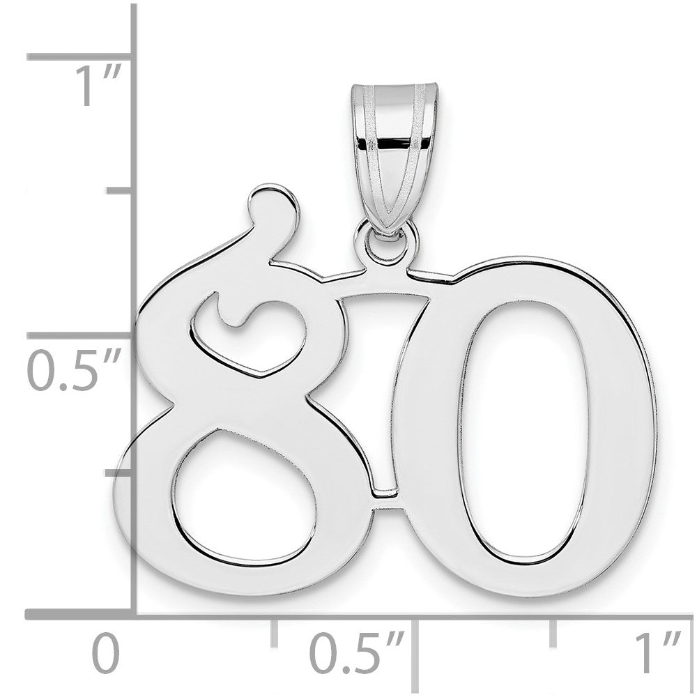 14K White Gold Polished Number 80 Pendant
