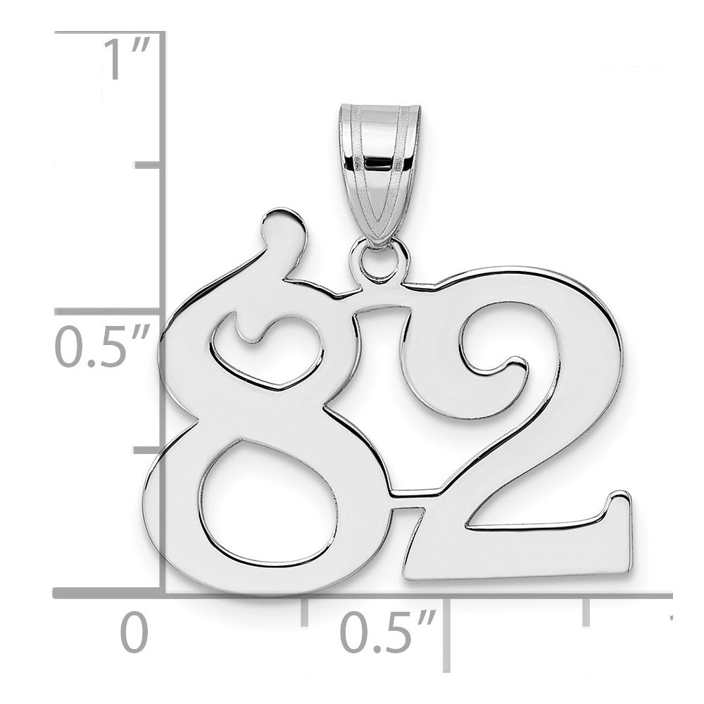 14K White Gold Polished Number 82 Pendant