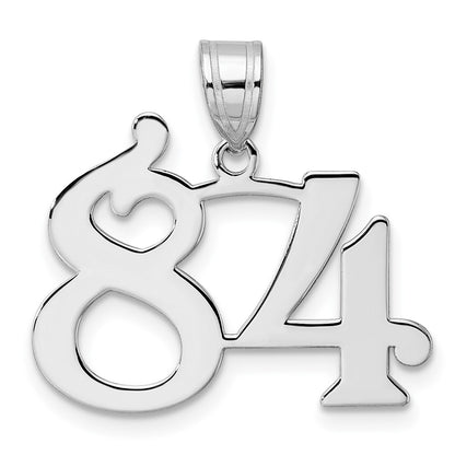 14K White Gold Polished Number 84 Pendant