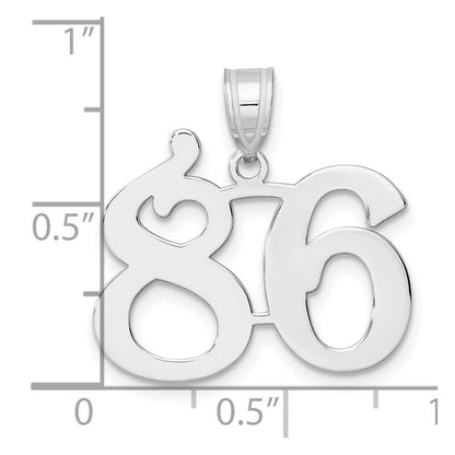 14K White Gold Polished Number 86 Pendant