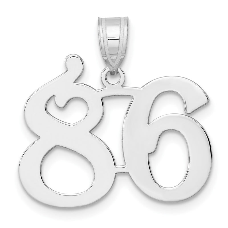 14K White Gold Polished Number 86 Pendant