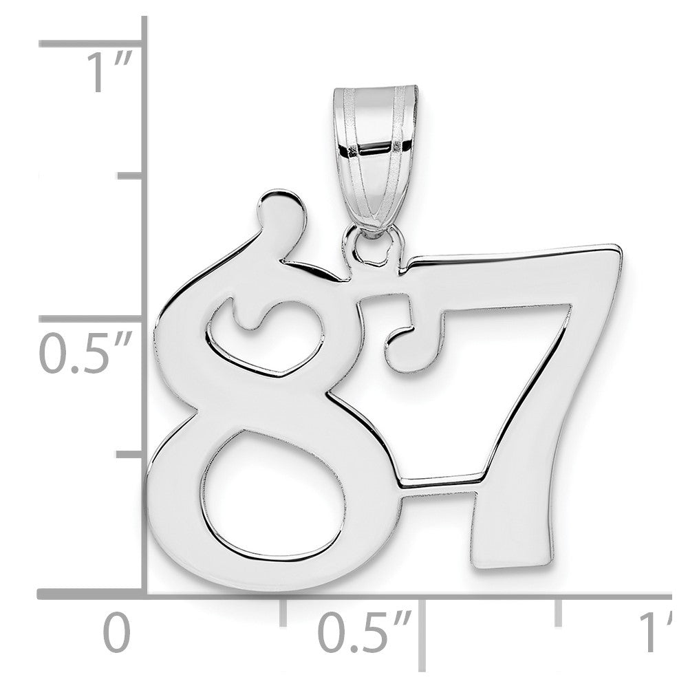 14K White Gold Polished Number 87 Pendant