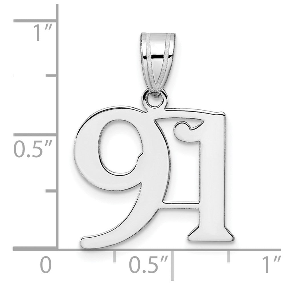 14K White Gold Polished Number 91 Pendant