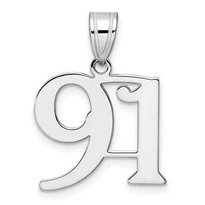 14K White Gold Polished Number 91 Pendant