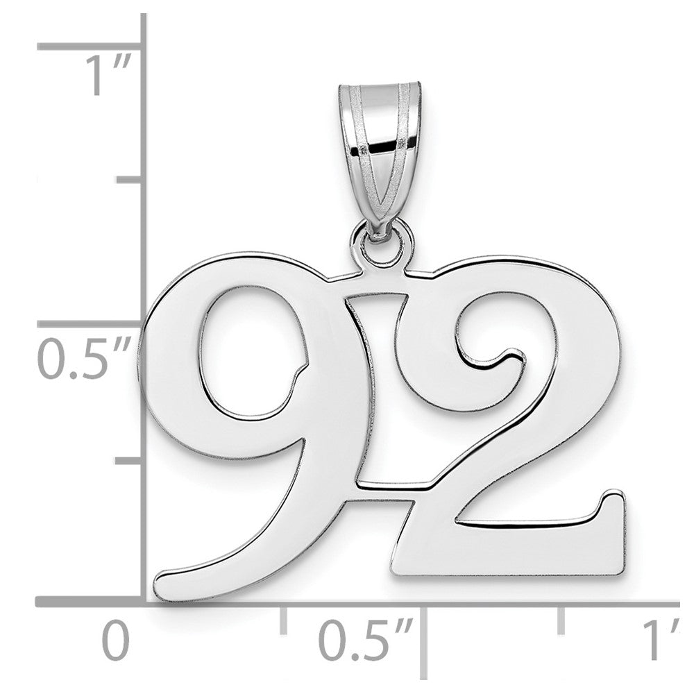 14K White Gold Polished Number 92 Pendant