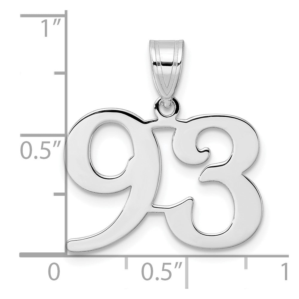 14K White Gold Polished Number 93 Pendant