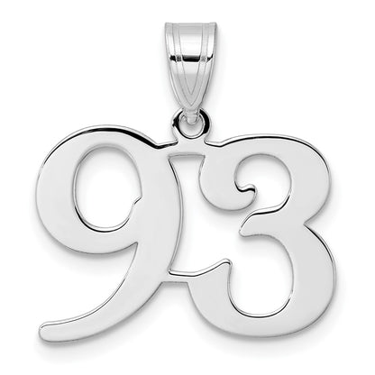 14K White Gold Polished Number 93 Pendant