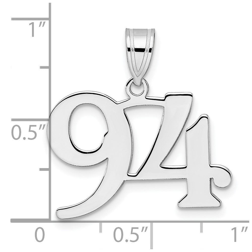 14K White Gold Polished Number 94 Pendant