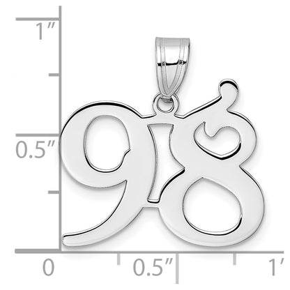 14K White Gold Polished Number 98 Pendant