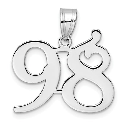 14K White Gold Polished Number 98 Pendant