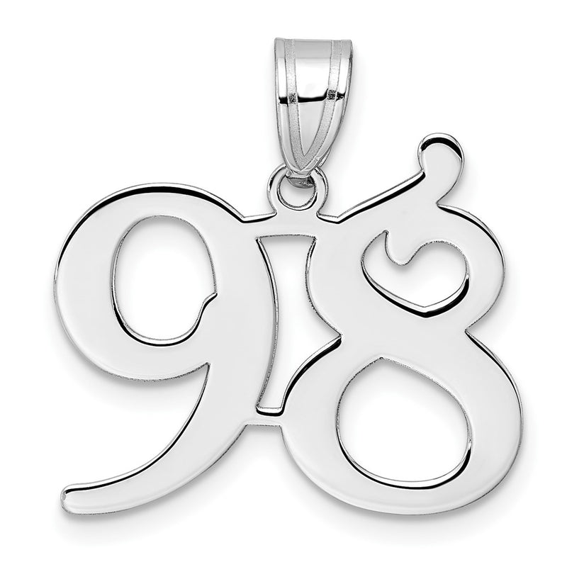 14K White Gold Polished Number 98 Pendant