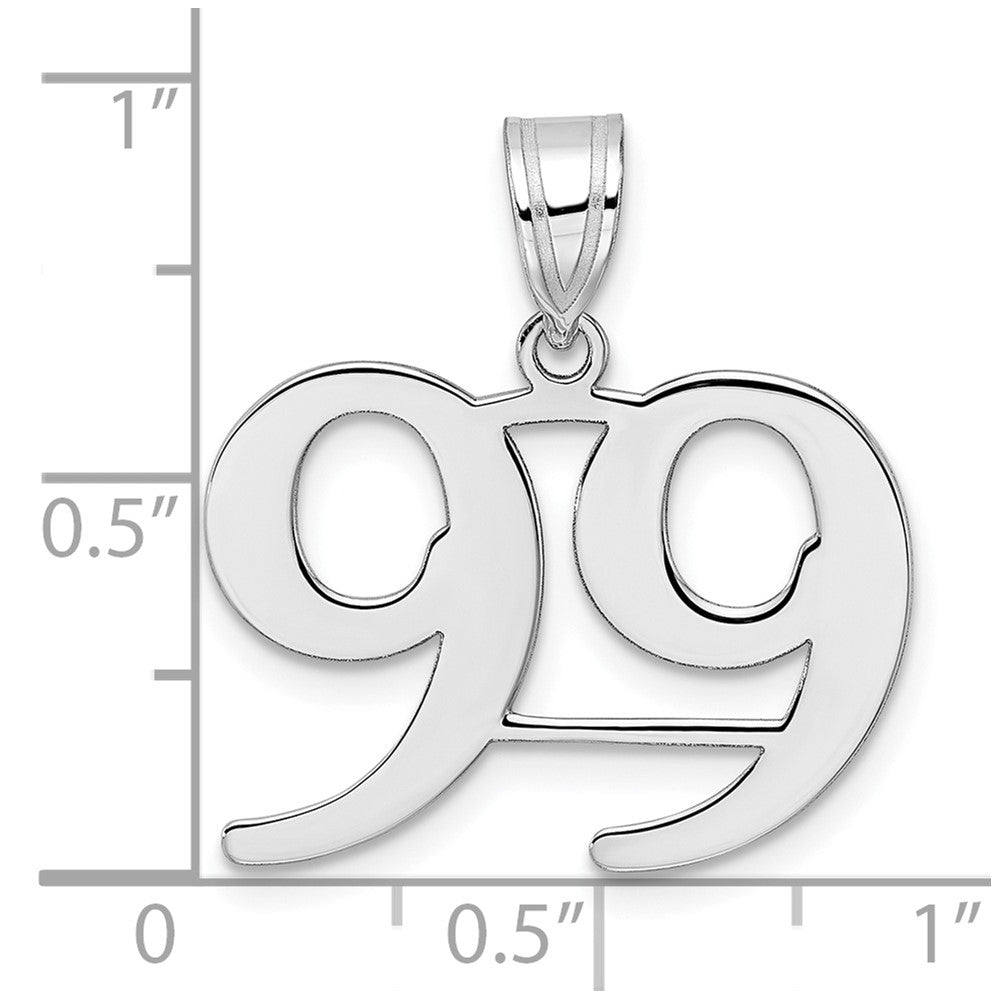 14K White Gold Polished Number 99 Pendant