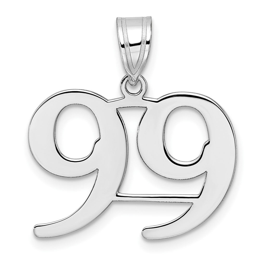 14K White Gold Polished Number 99 Pendant