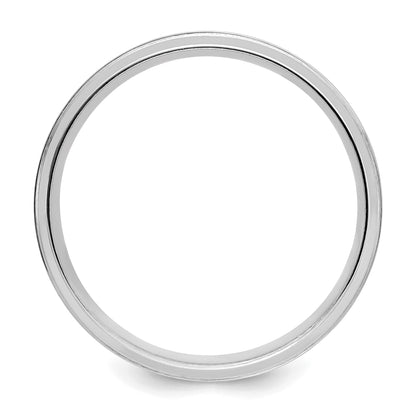 14K White Gold 6mm Heavyweight Comfort Fit Brushed Satin/Polished Line Edge Wedding Band