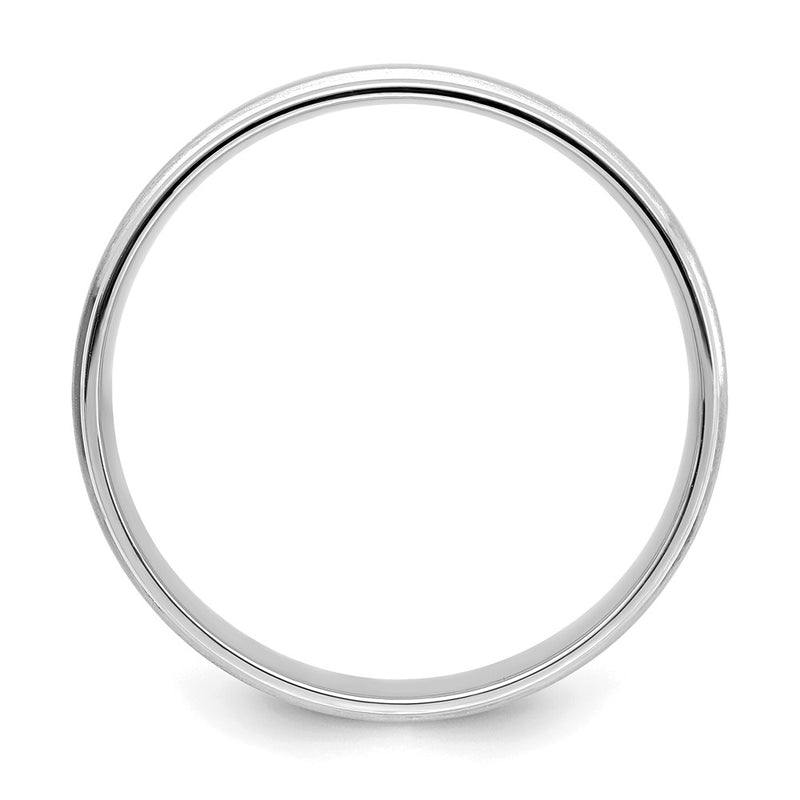 14K White Gold 6mm Standard Weight Comfort Fit Brushed Satin/Polished Grooved Edge Wedding Band