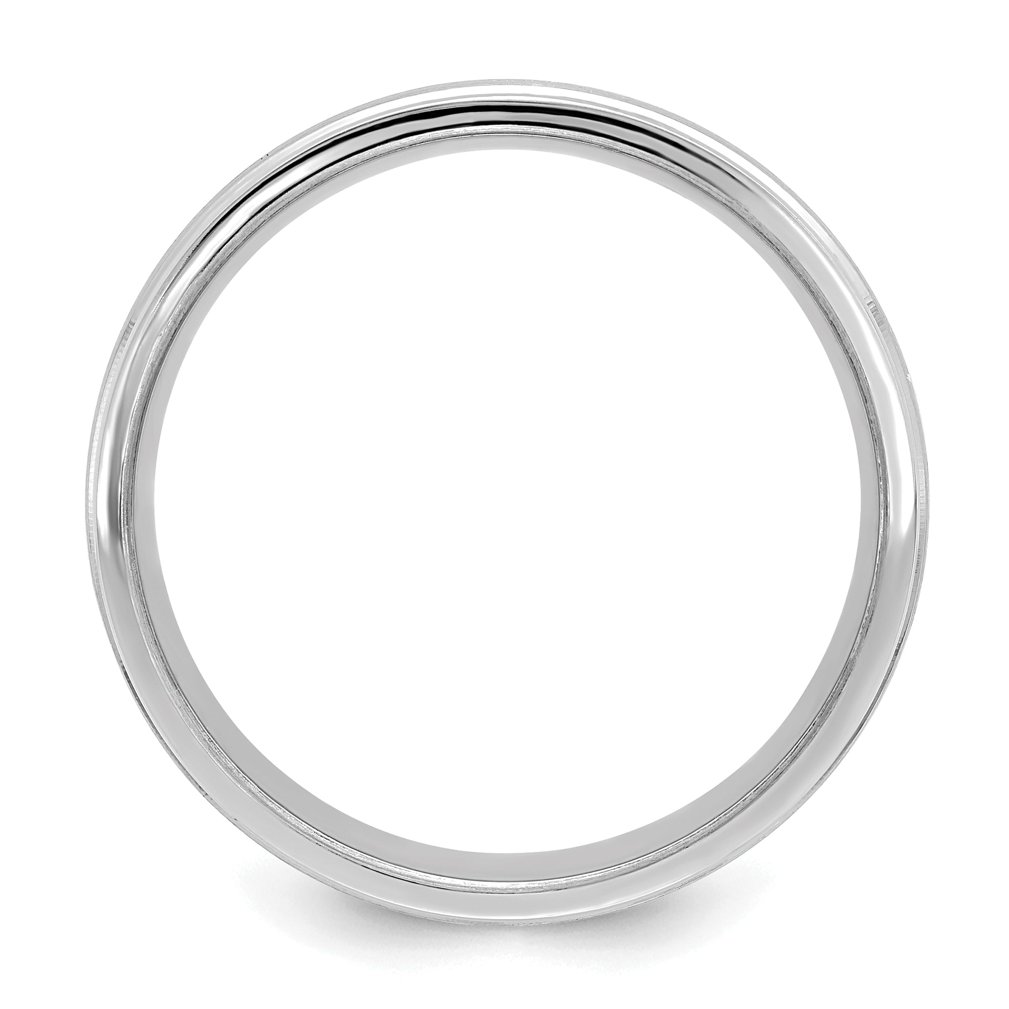 14K White Gold 6mm Lightweight Comfort Fit Brushed Satin With Center Line Fancy Wedding Band