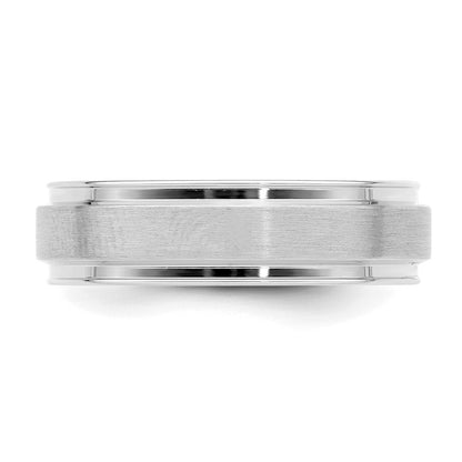 14K White Gold 6mm Lightweight Comfort Fit Brushed Satin Fancy Wedding Band