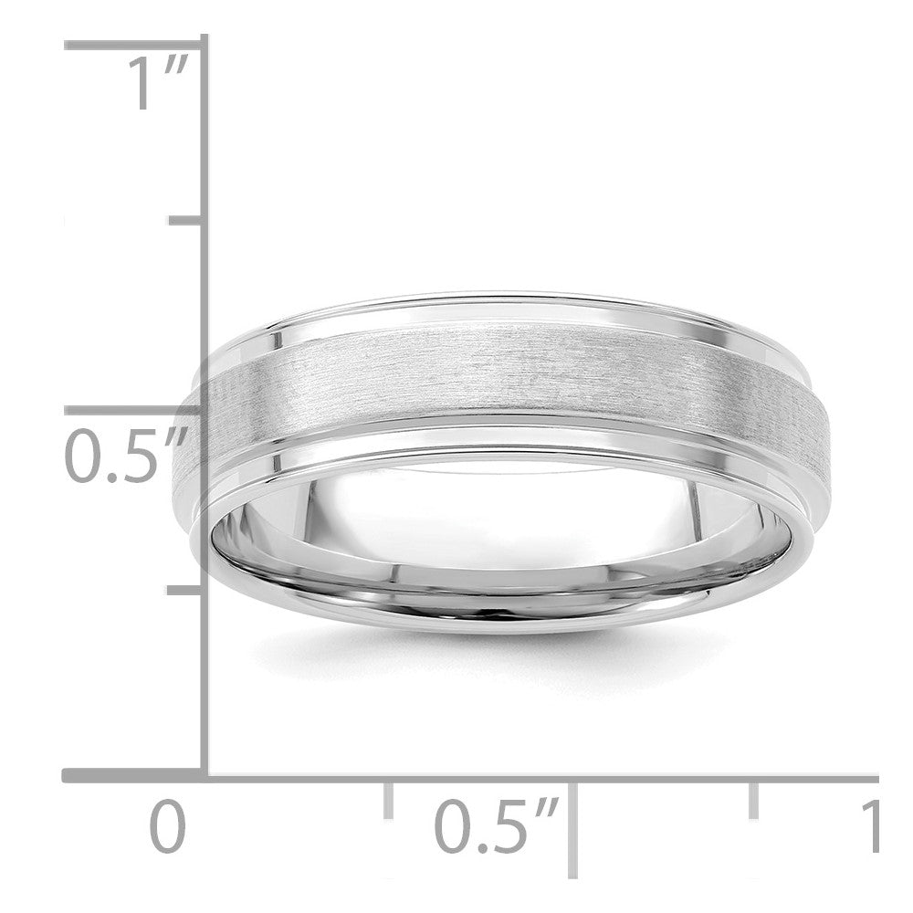 14K White Gold 6mm Lightweight Comfort Fit Brushed Satin Fancy Wedding Band