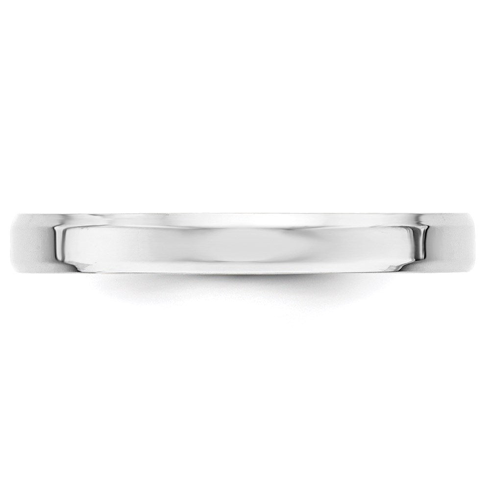18k White Gold 3mm Beveled Edge Comfort Fit Wedding Band Ring
