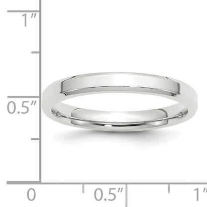 Solid 14K White Gold 3mm Bevel Edge Comfort Fit Men's/Women's Wedding Band Ring Size 11