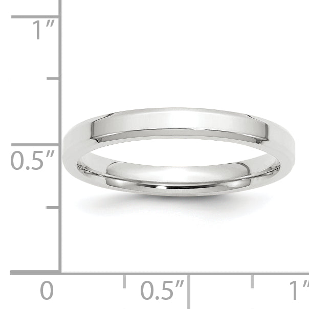 Solid 14K White Gold 3mm Bevel Edge Comfort Fit Men's/Women's Wedding Band Ring Size 10