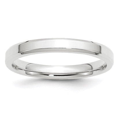 18k White Gold 3mm Beveled Edge Comfort Fit Wedding Band Ring