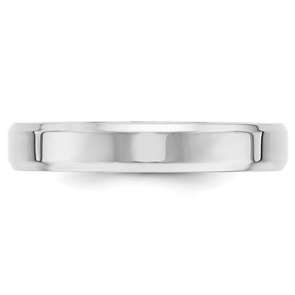 Solid 14K White Gold 4mm Bevel Edge Comfort Fit Men's/Women's Wedding Band Ring Size 10