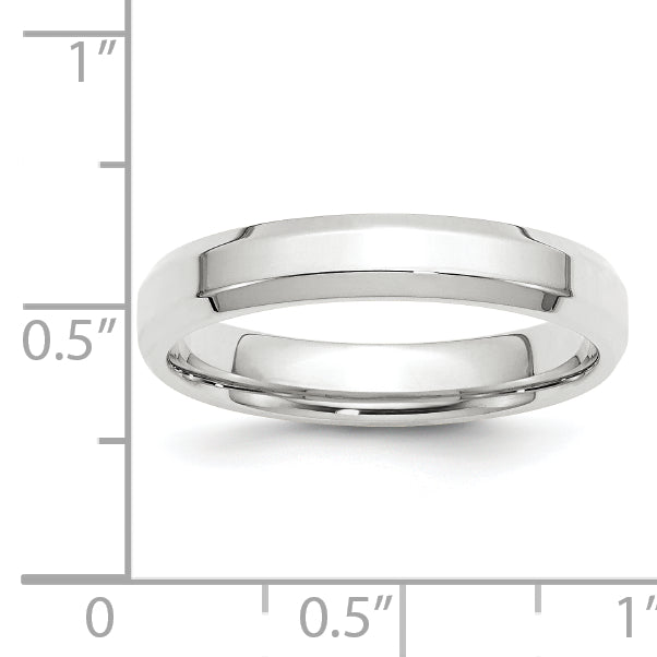Solid 14K White Gold 4mm Bevel Edge Comfort Fit Men's/Women's Wedding Band Ring Size 10