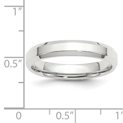 Solid 14K White Gold 4mm Bevel Edge Comfort Fit Men's/Women's Wedding Band Ring Size 10