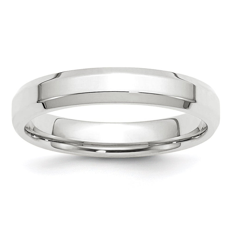 10k White Gold 4mm Beveled Edge Comfort Fit Wedding Band Ring