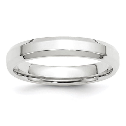 18k White Gold 4mm Beveled Edge Comfort Fit Wedding Band Ring