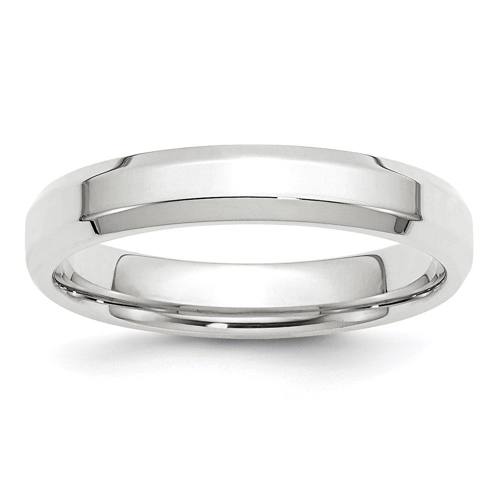 14k White Gold 4mm Beveled Edge Comfort Fit Wedding Band Ring