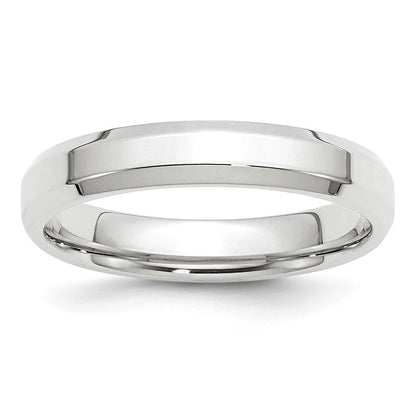 14k White Gold 4mm Beveled Edge Comfort Fit Wedding Band Ring