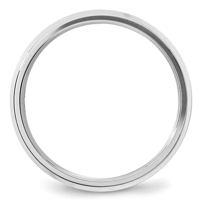 18k White Gold 5mm Beveled Edge Comfort Fit Wedding Band Ring