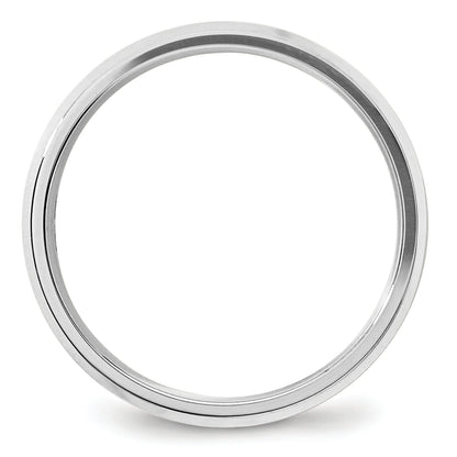 Solid 14K White Gold 5mm Bevel Edge Comfort Fit Men's/Women's Wedding Band Ring Size 9