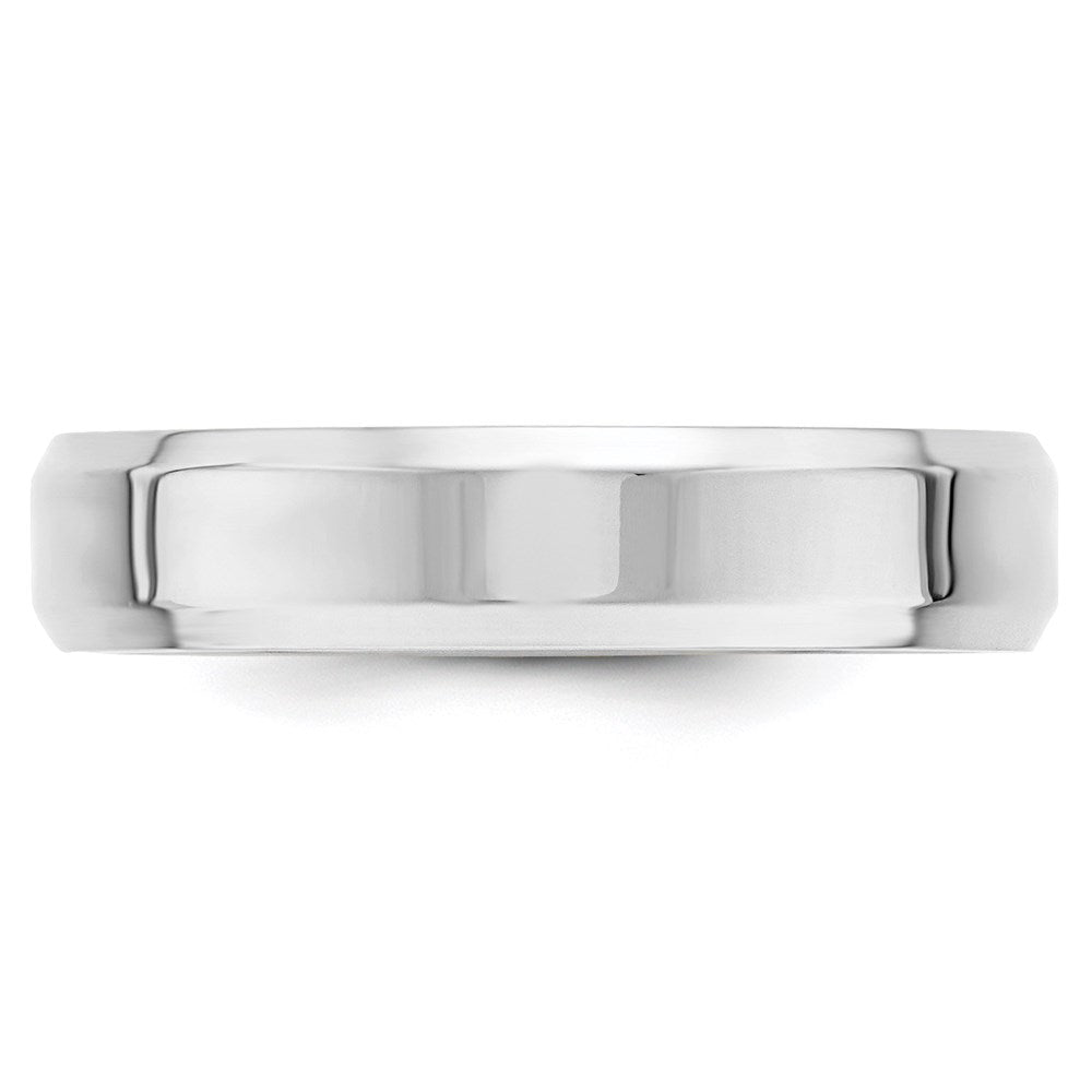 14k White Gold 5mm Beveled Edge Comfort Fit Wedding Band Ring