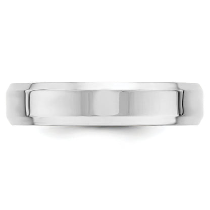 Solid 14K White Gold 5mm Bevel Edge Comfort Fit Men's/Women's Wedding Band Ring Size 9