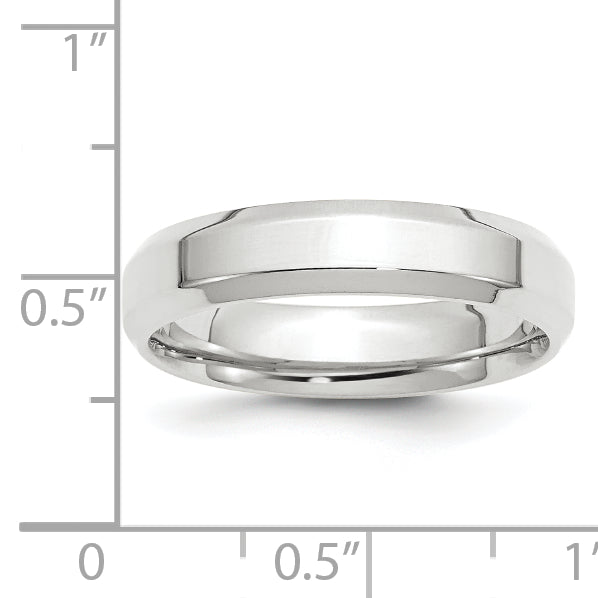 Solid 14K White Gold 5mm Bevel Edge Comfort Fit Men's/Women's Wedding Band Ring Size 9