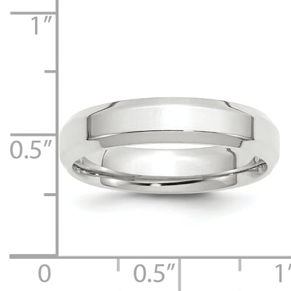 Solid 14K White Gold 5mm Bevel Edge Comfort Fit Men's/Women's Wedding Band Ring Size 9