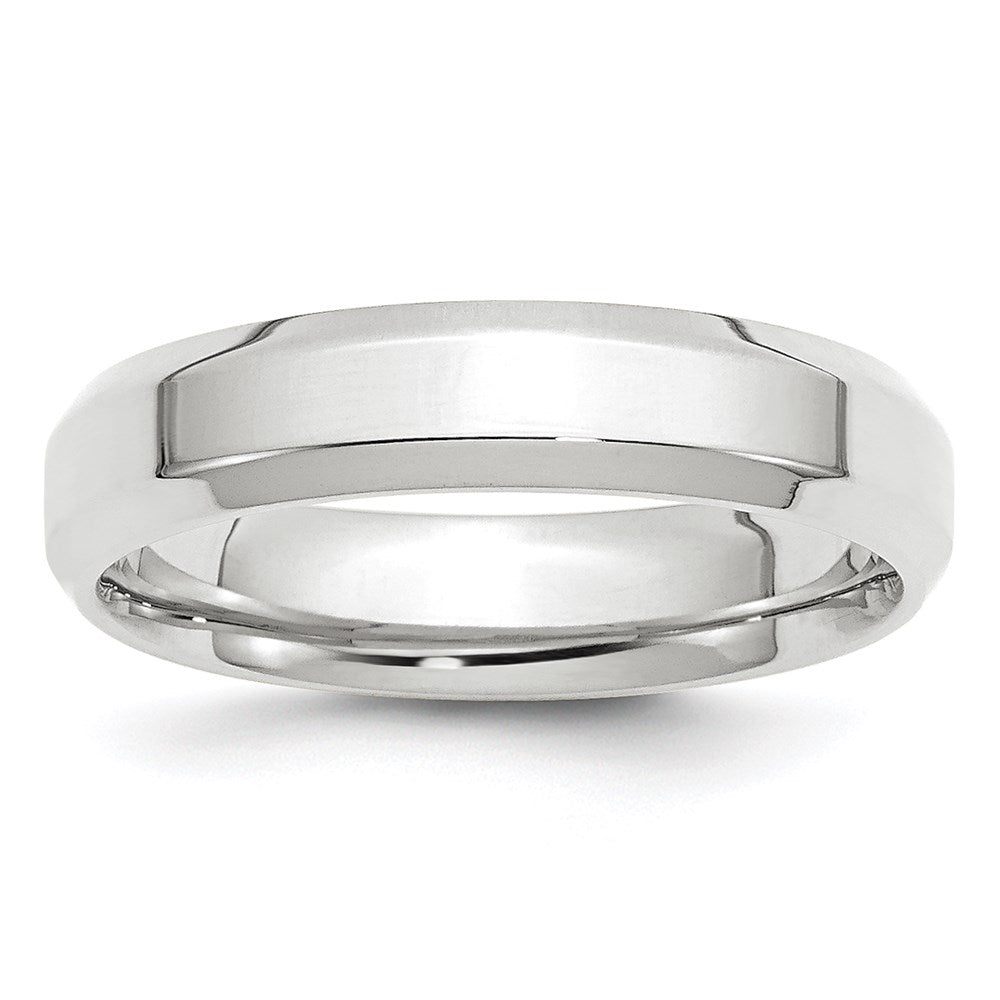 14k White Gold 5mm Beveled Edge Comfort Fit Wedding Band Ring