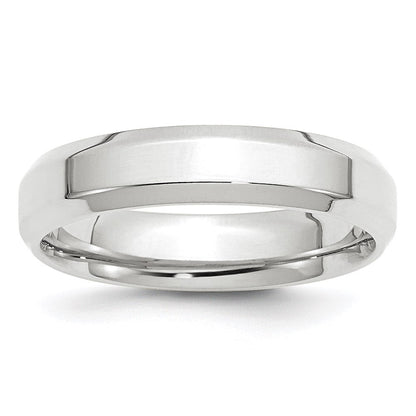 18k White Gold 5mm Beveled Edge Comfort Fit Wedding Band Ring