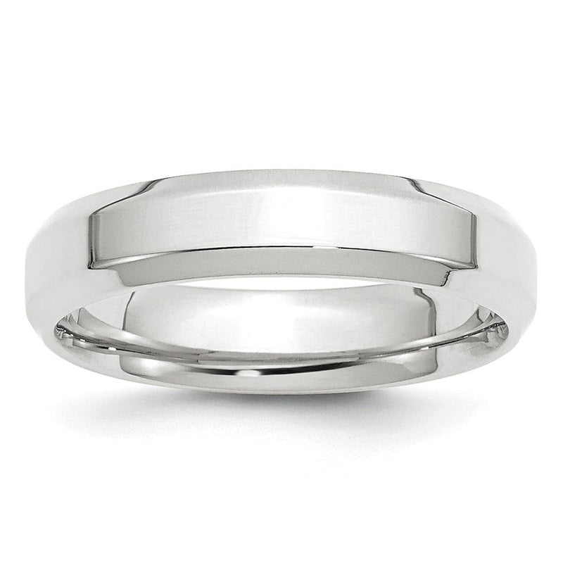 18k White Gold 5mm Beveled Edge Comfort Fit Wedding Band Ring