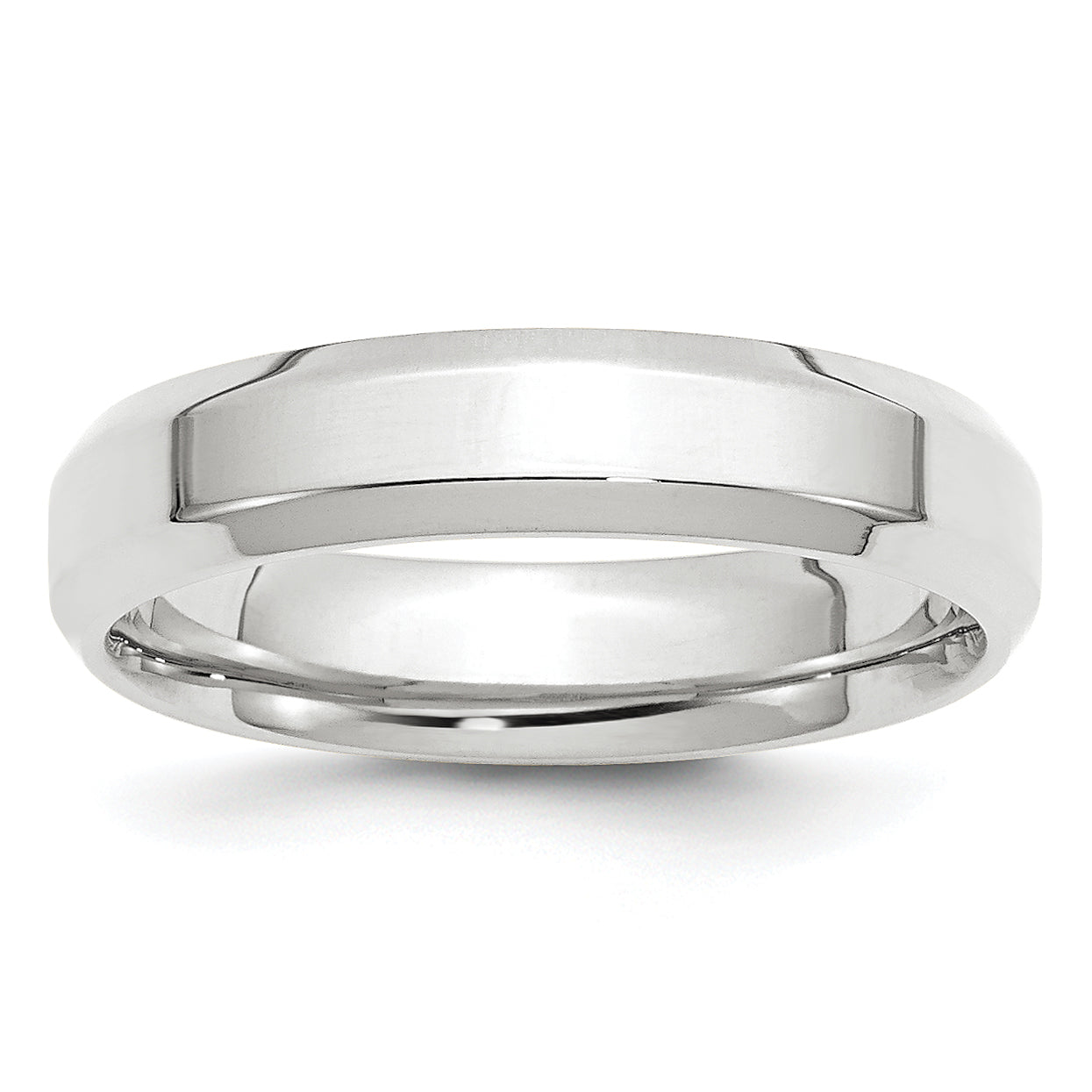 Solid 14K White Gold 5mm Bevel Edge Comfort Fit Men's/Women's Wedding Band Ring Size 9
