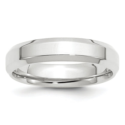 Solid 14K White Gold 5mm Bevel Edge Comfort Fit Men's/Women's Wedding Band Ring Size 9
