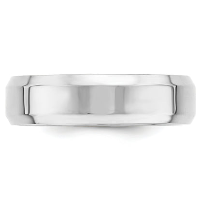 Solid 14K White Gold 6mm Bevel Edge Comfort Fit Men's/Women's Wedding Band Ring Size 9