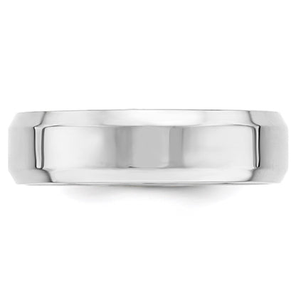 10k White Gold 6mm Beveled Edge Comfort Fit Wedding Band Ring