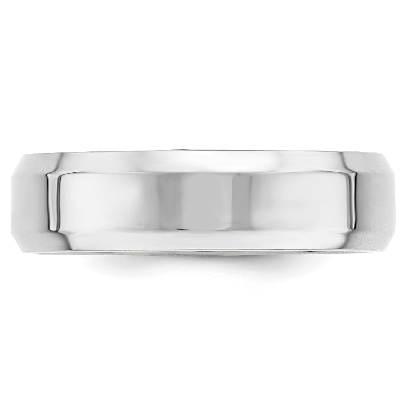 Solid 14K White Gold 6mm Bevel Edge Comfort Fit Men's/Women's Wedding Band Ring Size 6